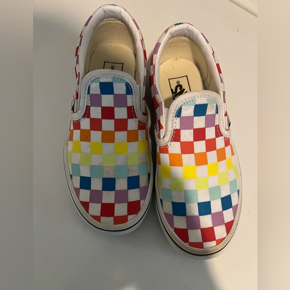 Vans Kids 12.5 Rainbow Checkerboard slip-on Sneakers